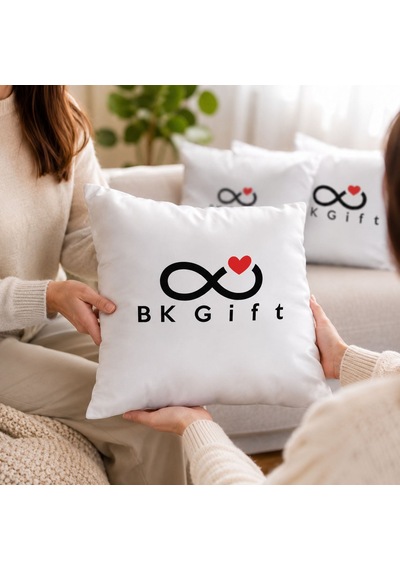 Bk Kurumsal Logonuza Özel 10 Adet 40x40 Cm Beyaz Baskılı Dekoratif Yastık Elyaf Dolgulu