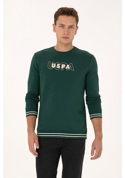 U.S. Polo Assn. Erkek Regular Fit Bisiklet Yaka Koyu Yeşil Sweatshirt 50316372-VR079