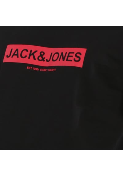 Jack & Jones Pin 12249605 Logo Baskılı Erkek Tişört Siyah
