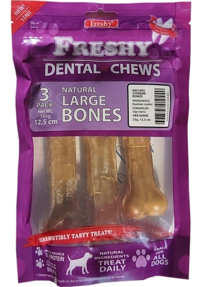 Freshy Dental Large Bones Naturel Çiğneme Kemiği 12.5 CM 3'lü
