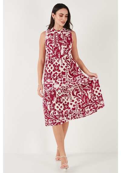 Lela Desenli Regular Fit Kolsuz Bayan Elbise 5865731 Mürdüm