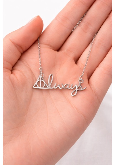 Unisex Silver Renk Deathly Hallows Yazı Figürlü Metal Kolye 60 Cm Çok renkli