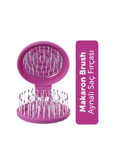 Beauty Makaron Saç Fırçası - 3d Esnek, Aynalı, Çanta Boy - Compact Detangler Leylak