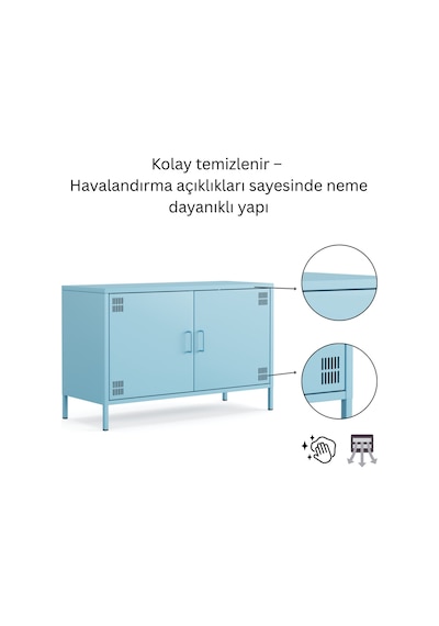 Pera Tv Ünitesi, Tv Dolabı,2 Kapaklı Dolap 100,50 X 40 X 64,50 Cm - 9 Renk Seçeneği Bulunmaktadır Ral 5024 Mavi