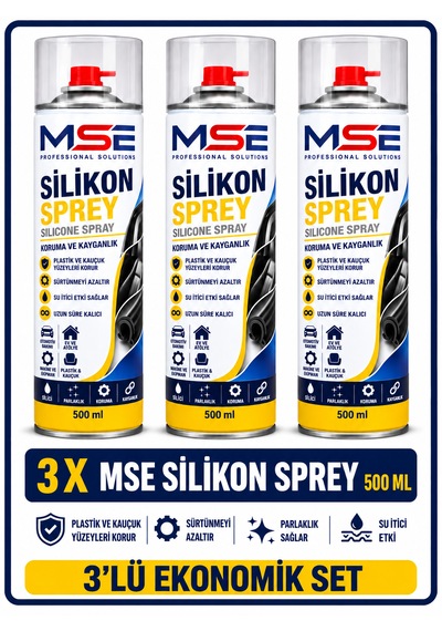 Silikon Sprey, Koşu Bandı, Spor Bisikleti, Plastik Parça Spreyi 500 Ml 3 Adet