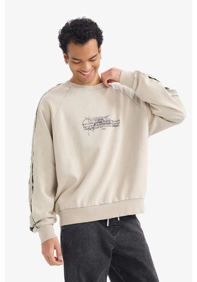 Defacto Boxy Fit Bisiklet Yaka Baskılı Sweatshirt G4355ax25wngr368 Gri-gr368 Defacto Boxy Fit Bisiklet Yaka Baskılı Sweatshirt G4355ax25wngr368 Gri-gr368