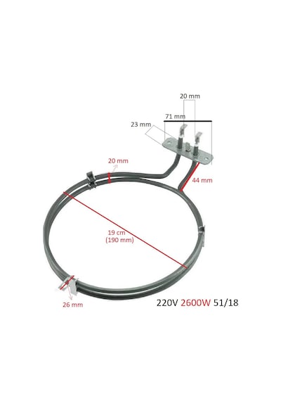 Ferre - Franke - Hoover - İtimat İle Uyumlu Turbo Fırın Rezistansı 2600w