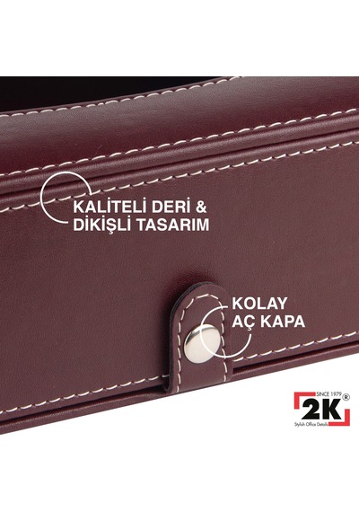 2k Suni Deri Peçetelik Mendil Kutusu 13 24 6 Cm. Bordo Bordo