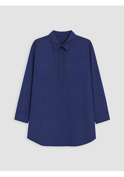 LC Waikiki Lc Waıkıkı Lacivert Oversize Poplin Kadın Gömlek Tunik