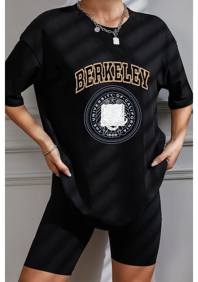 Unisex Berkeley Baskılı T-shirt Siyah