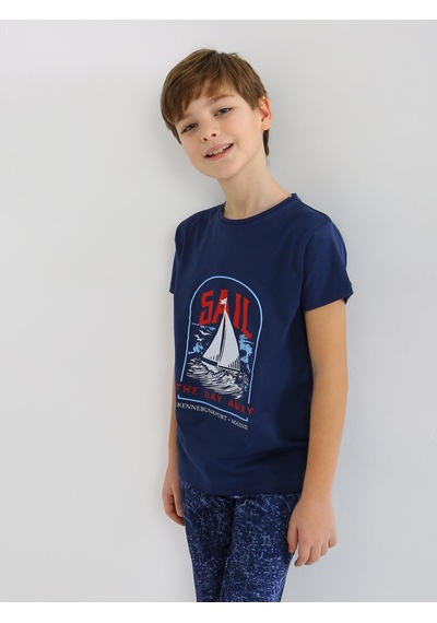Vitmo Erkek Çocuk Kısa Kollu %100 Pamuklu Pijama Takımı Sail Lacivert