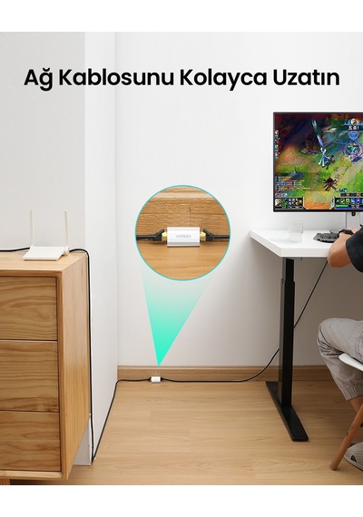 Ugreen Ethernet Kablo Birleştirici Ara Aparat Beyaz, 20391