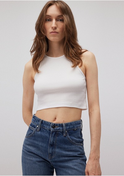 Mavi - Halter Yaka Beyaz Atlet 1612585-70057