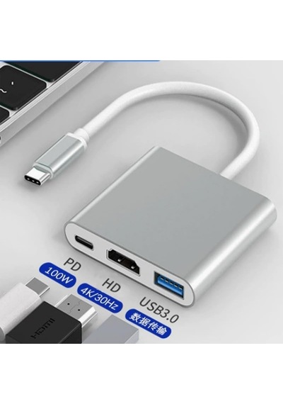 Type-c Hub Çoklayıcı Pd 100w Hdmı 4k/60hz Usb 3.0 Dönüştürücü Adaptör Kablo