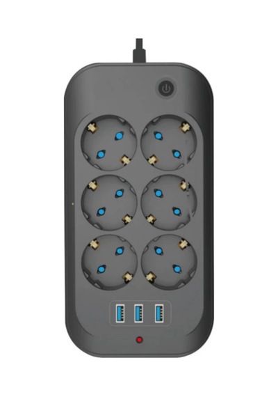 Termal Akım Korumalı, Çocuk Korumalı, 6 Lı 2 Mt Uzatma Kablosu 6 X Priz, 3 X Usb 1