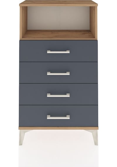 Arges Komodin Tek Raflı 4 Çekmeceli 60x30x106 Çam-antrasit Çam