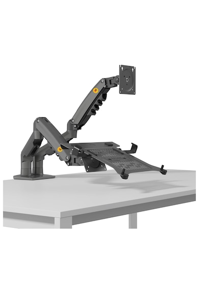 North Bayou F160-fp 17"-27" Monitör Destekli & 10"-17" Laptop Standı - İki Farklı Kullanımlı, Amortisörlü, 360 Dönebilen, Yükseklik Ayarlı, Kablo Kanallı, 2-9 Kg, Masa Monte Monitör Kolu F160-fp