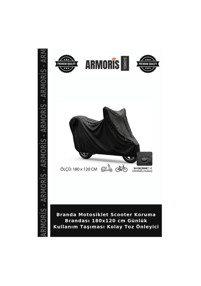 Branda Motosiklet Scooter Koruma Brandası 180x120 Cm Günlük Kullanım Taşıması Kolay Toz Önleyici