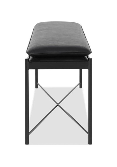 Essa Modern Suni Deri Döşemeli Metal Ayaklı Bench Gri