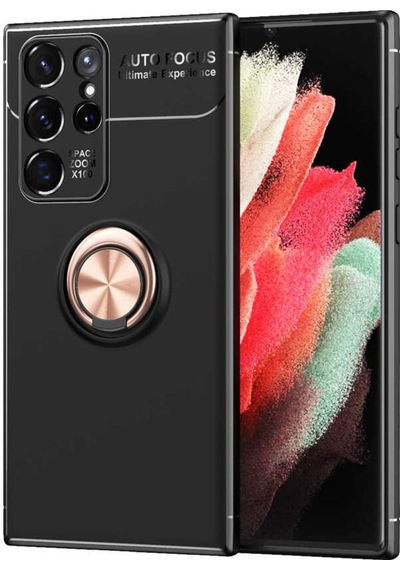 Galaxy S22 Ultra Kılıf Zore Ravel Yüzüklü Silikon Kılıf