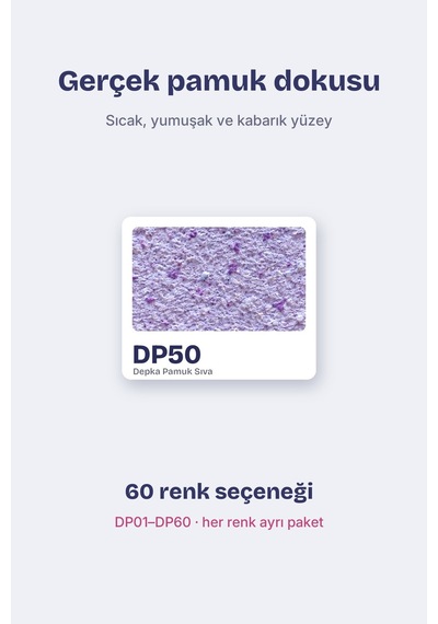 Depka Pamuk Sıva Dp50 2 Kg 7-8 M² İpek Sıva Alternatifi Isı Ve Ses Yalıtımlı Dekoratif Sıva
