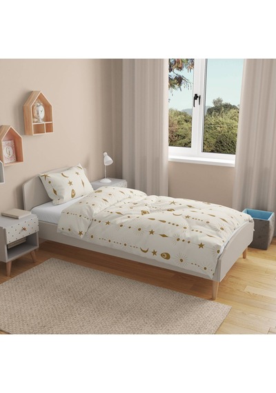 Soft Stella Tek Kişilik Nevresim Takımı - Ekru / Hardal Renkli