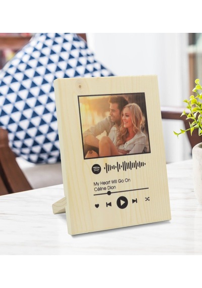 Kişiye Özel Fotoğraflı Spotify Barkodlu Dekoratif Ahşap Çerçeve
