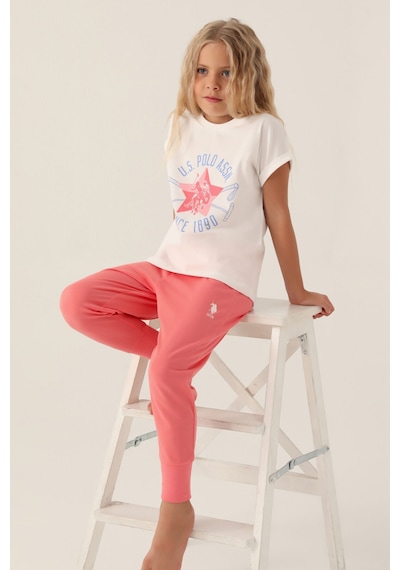 U.s. Polo Assn Kız Çocuk Krem Pijama Takımı 5274-43268 Krem