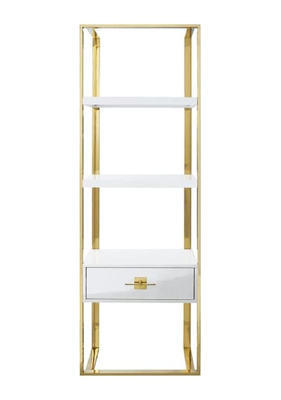 Rihanna Gold Metal Beyaz Kitaplık & Raf
