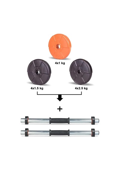 Spor 23 Kg Turuncu Siyah Halter Seti Ve Dambıl Seti