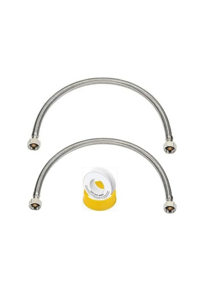 Noyan 3/8 3/8 Spiral Klozet Bağlantı Hortumu Flexi 50 Cm 2'li Fleks Sızdırmaz Teflon Bant Diğer