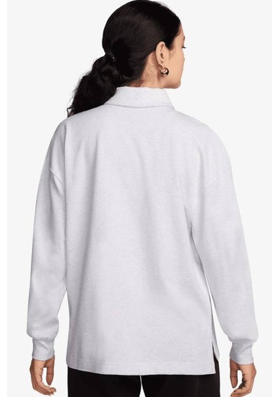 Nike Essential Oversized Ls Polo Women's Sweatshirt Kadın Oversize Polo Yaka Sweatshirt Kırık Beyaz Kırık Beyaz