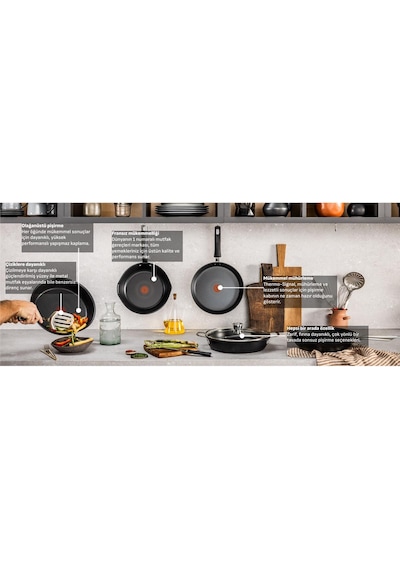 Tefal Experience Fusion Core 9x Tava - 28 Cm 001 Siyah