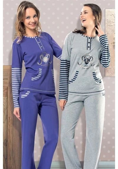 Alfa Aksesuar 03 Berrak Bayan Kışlık Pijama Takımı 5290 mor