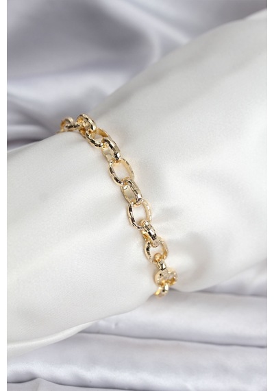14k Gold Renk Kaplama Lazerli Zincir Model Cm Kadın Bileklik Altın