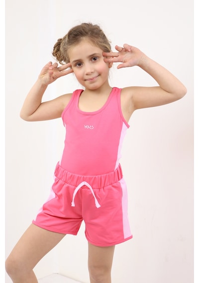 Toontoy Kids Toontoy Kız Çocuk Nakışlı Şortlu Takım Fuşya