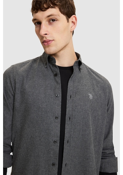 U.S. Polo Assn. Erkek Siyahslim Fit Uzun Kollu Basic Gömlek 50332397-vr046 Siyah