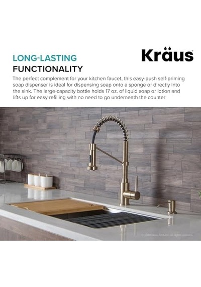 Kraus Boden Mutfak Sabunu Ve Losyon Dispenseri Spot İçermez Antika Şampanya Bronz, Ksd-53sfacb 000 Açık Krem