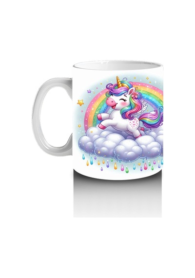 Çocuklara Sütü Sevdiren Bulut Rüyası Unicorn Kupa Bardak Renkli