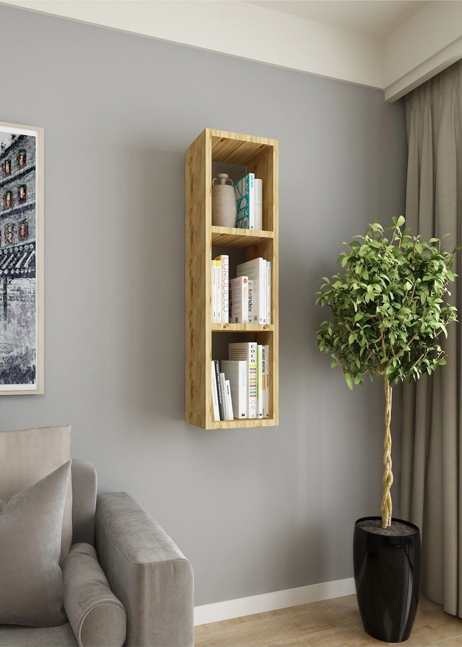 Duvar Rafı Tek Kitaplık 90 Cm Mobilya Atlantik Çam Atlantik Çam