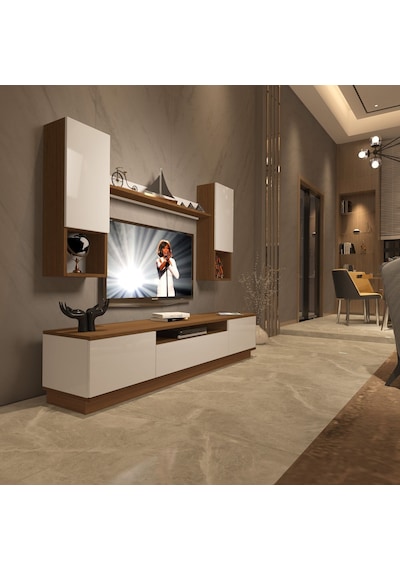 Decoraktiv Trendstyle 5das Mdf Tv Ünitesi Tv Sehpası - Ceviz Beyaz Ahşap - Beyaz