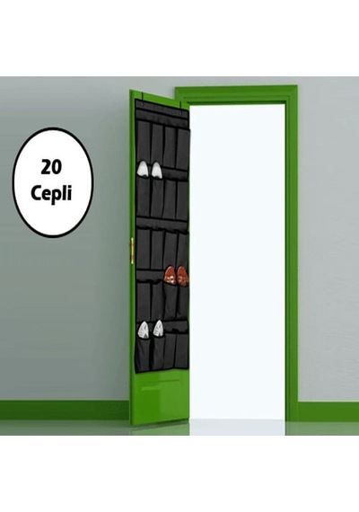 20 Cepli Kapı Arkası Çok Amaçlı Organizer - Siyah Çok Renkli