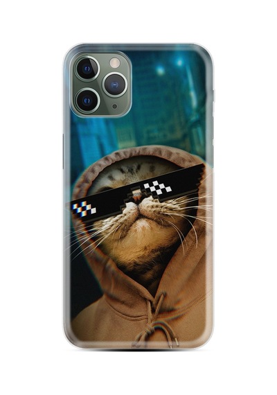 Iphone 14 Pro Max Uyumlu Kılıf Resimli Desenli Silikon Platinium Series Troll Cat 1897