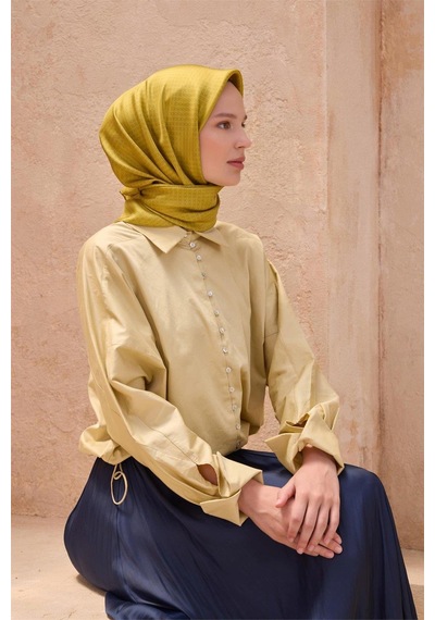 Belli İpek Eşarp - 4104-58 Gold Twill