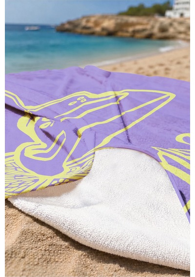 Kokteyl Temalı Margarita Plaj Havlusu - Tropikal Modern Mor Hızlı Kuruyan Mikrofiber Havlu Çok Renkli