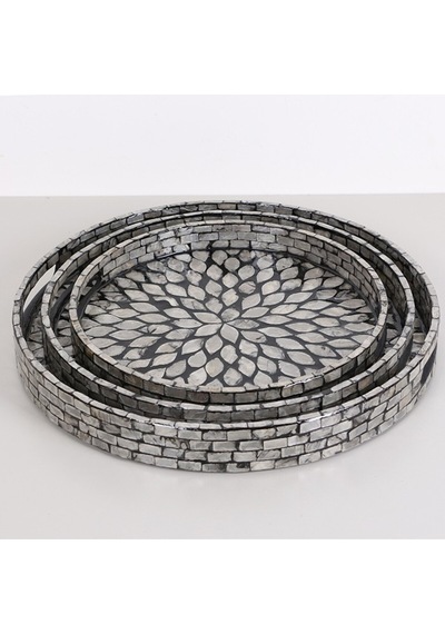 Pure Sedef 40 X4,5cm. Black Sedefli Mozaik Tepsi Mix