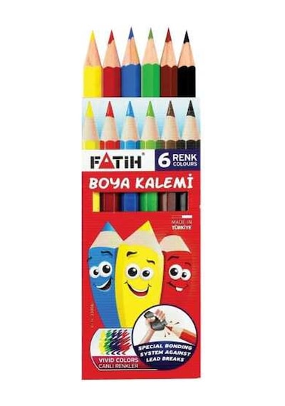 Fatih Kuru Boya Yarım Boy 6 Renk 33006 Çok Renkli