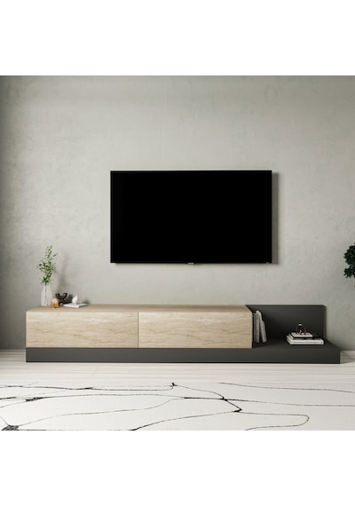 Majör Modern 2 Kapaklı Tv Sehpası 180 Cm Traverten