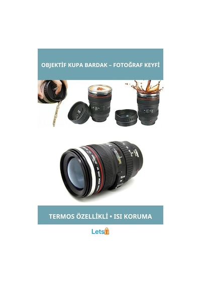Şık Çelik Objektif Termos Kupa Bardak Çok Renkli