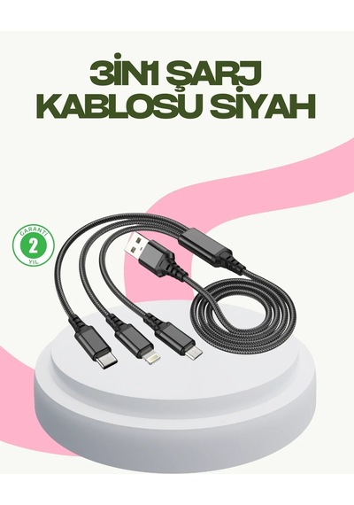 Ers Hızlı Şarj Destekli Çoklu Şarj Kablosu Seyahat Ve Günlük Kullanım